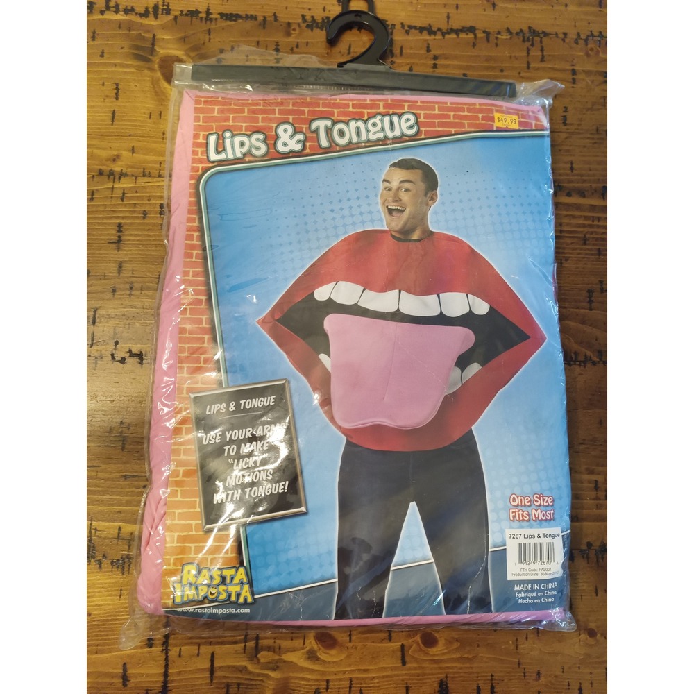 Rasta Imposta Lips & Tongue Adult Costume One Size Fits Most Red Pink 7267 NEW